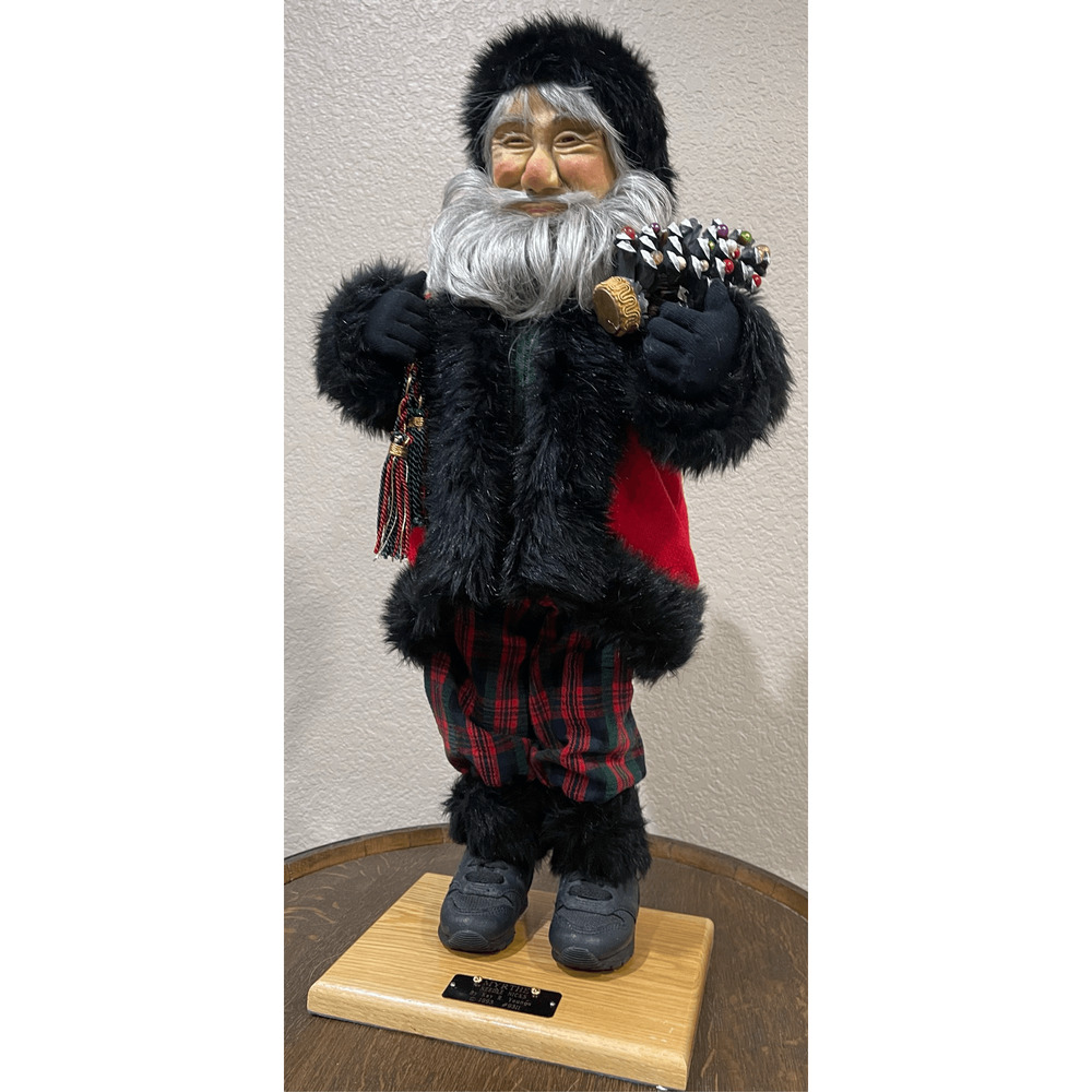 Vintage 90’s Handmade Artist Signed Native Styled 2ft Decorative Santa Figurine